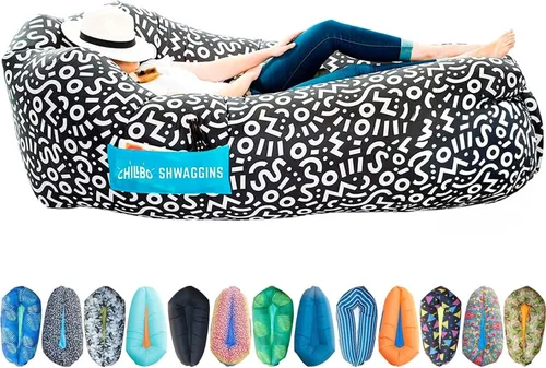 Vista 17 de Chillbo Inflatable Couch – Unique Designs - No-Pump Setup, Ripstop Polyester, Stability Pegs, Fun Prints - Portable Air Inflatable Lounger for