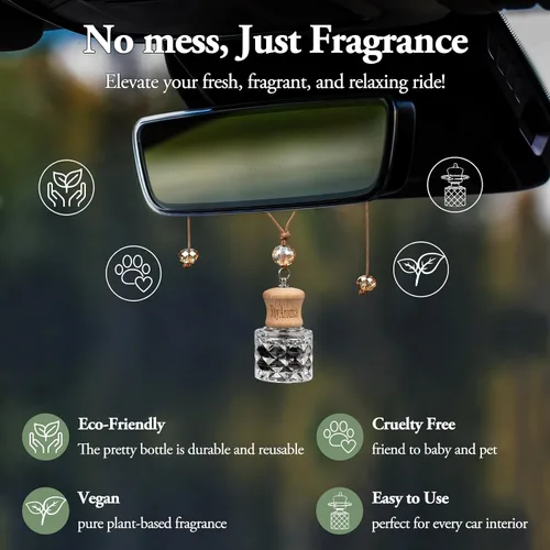 Vista 4 de RoyAroma Difusor ambientador ecológico para automóvil, difusor colgante para automóvil, paquete de 2, perfume de aceite esencial natural