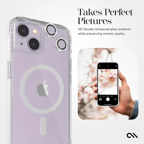 Vista 3 de Case-Mate Protector de lente de cámara para iPhone 14 Plus/iPhone 14 con anillos brillantes, doble vidrio templado, duradero, antiarañazos, visión