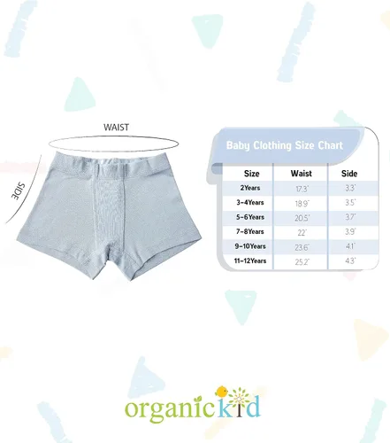Vista 5 de ORGANICKID Calzoncillos tipo bóxer para niños 100% orgánicos, 100% algodón, certificado GOTS, paquete de 3