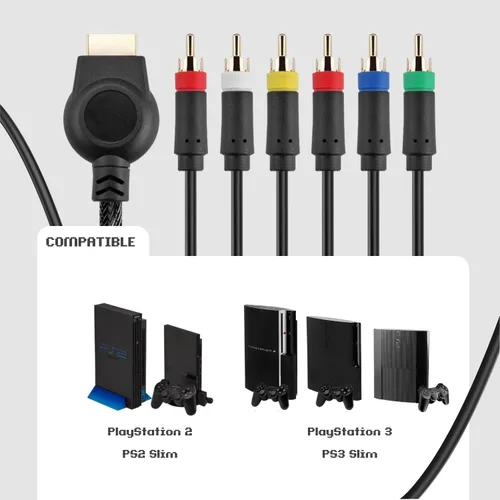 Vista 6 de TNP PS2 Component Cable Premium YPbPr Component Video Cable RCA AV for PlayStation 23 (PS2PS3)