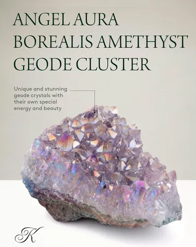 Vista 4 de KALIFANO Geoda de amatista Angel Aura – Amatista de alta energía unida por titanio para Reiki, Wicca, decoración de cristal y regalos metafísicos