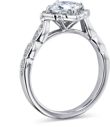 Vista 4 de Kobelli Anillo de compromiso con halo floral de moissanita (G-H) de 1 13 CTW - Múltiples opciones de oro