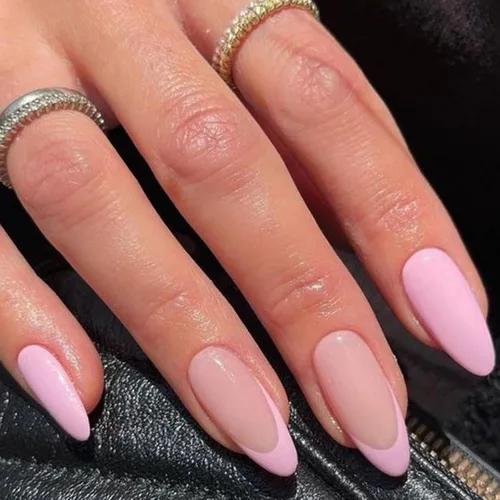 Vista 14 de GLAMERMAID Uñas postizas a presión con forma de almendra mediana, uñas de gel con punta francesa estilo gótico negro ombré, uñas postizas acrílicas