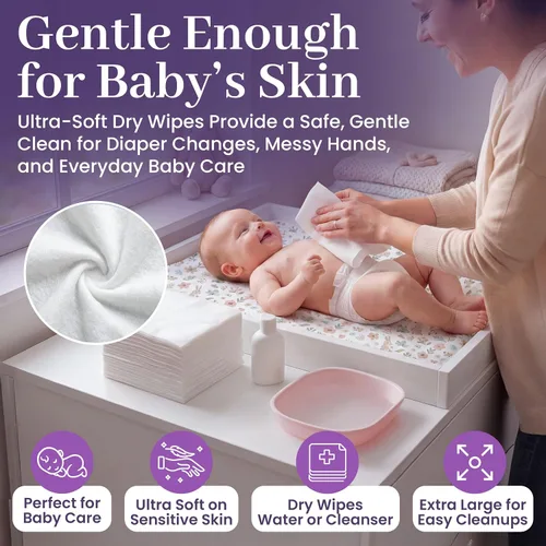 Vista 3 de ProHeal - Toallitas secas desechables: Paños de limpieza ultrasuaves y no humedecidos para adultos, incontinencia, cuidado del bebé, eliminación