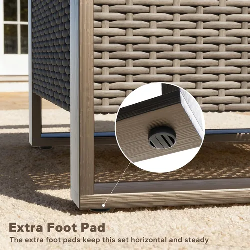 Vista 5 de Sofá de Mimbre Metálico para Patio de 75", Sofá Sillón de Ratán para Exteriores de 3 Asientos para Todo Tipo de Clima con Cojines Premium
