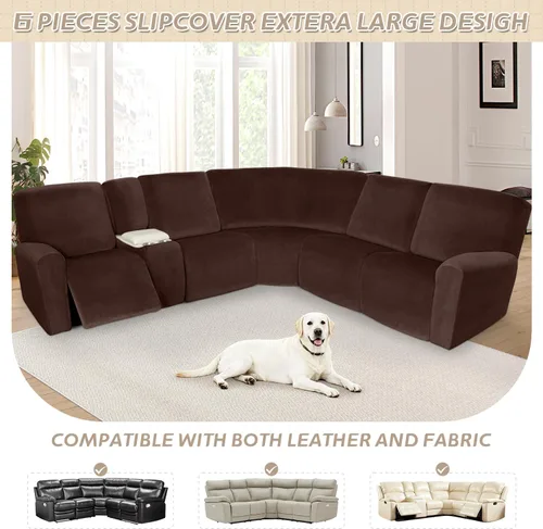 Vista 529 de Arfntevss Fundas de sofá seccional reclinable de terciopelo, Funda de sofá seccional de esquina para sofá reclinable, Funda elástica suave