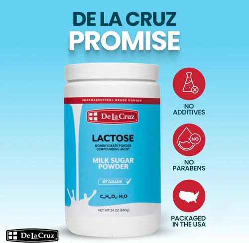 Vista 6 de De La Cruz Lactosa en polvo, lactosa pura monohidrato leche azúcar grado NF, leche en polvo, leche en polvo para hornear, 24 onzas