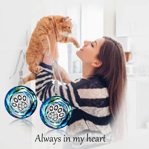 Vista 10 de POPKIMI Bonitos aretes colgantes de animales, joyería de animales, regalos de cumpleaños y Navidad para mujeres, aretes de ópalo de cristal de plata