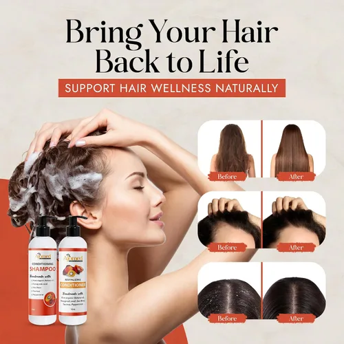 Vista 7 de Batana Oil & Sea Moss Hair Shampoo and Conditioner Set- Champú orgánico hecho a mano con aceite de ricino, aloe vera, alholva, romero, árbol