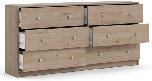 Vista 5 de Home Square Juego de dormitorio de 3 piezas con cómoda doble de 6 cajones, dos mesitas de noche en Jackson Hickory