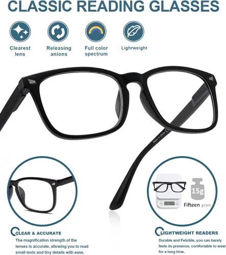 Vista 4 de BLUELESS Gafas de lectura para mujer - Lectores de moda para damas (Floral, 0.00)