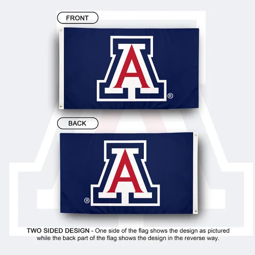 Vista 2 de Desert Cactus Bandera de la Universidad de Arizona UA – Bandera de gatos salvajes de 3 x 5 pies, tela duradera para interiores y exteriores, diseño
