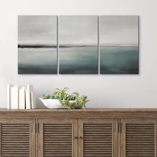 Vista 370 de wall26 Lienzo enmarcado para pared, juego de arte de acuarela pastel, paisaje rural, ilustraciones con formas abstractas, arte moderno, decorativo