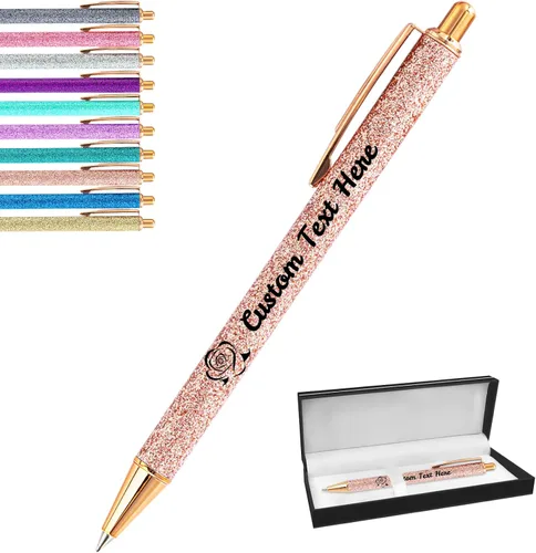 Vista 12 de Aolun 10 bolígrafos personalizados con nombre, bolígrafo retráctil con mensaje de texto para mujeres, enfermeras, escritura, cumpleaños, graduación