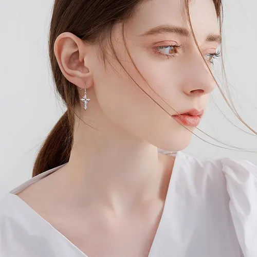 Vista 2 de POPLYKE Aretes celtas de 7 chakras de plata de ley 925 con nudo celta, aretes de aro para mujer, regalos de joyería