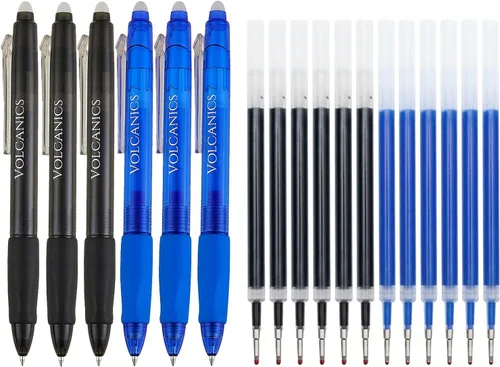 Vista 17 de Volcanics Retractable Erasable Gel Pens, Soft Black, 0.7mm, 12 Pack Negro