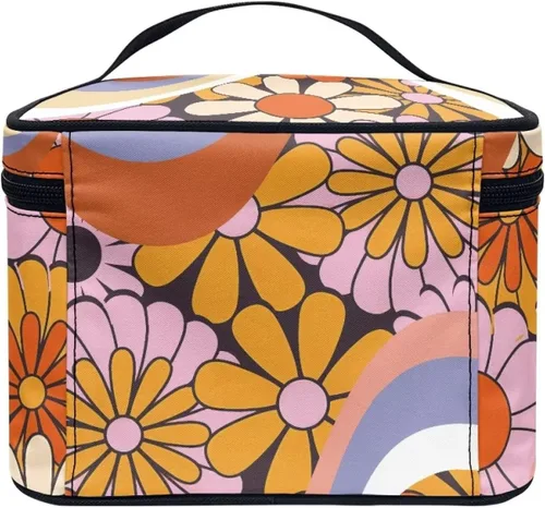 Vista 4 de Bolsas de cosméticos Drydeepin, bolsas de viaje para artículos de aseo con asa y cremallera, bolsas de maquillaje portátiles para mujeres