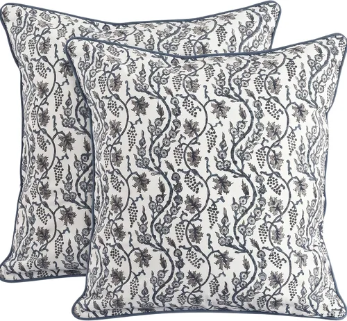 Vista 16 de Ridhi Juego de 2 fundas de almohada de algodón con estampado de bloques Azul aguamarina