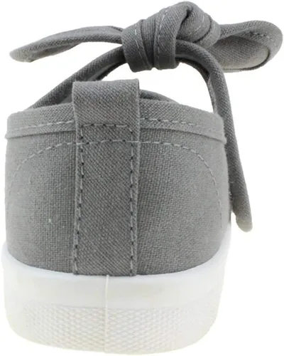 Vista 2 de Maxu - Zapatos planos de lona para niña, con lazo, color gris, talla 6.5, Gris