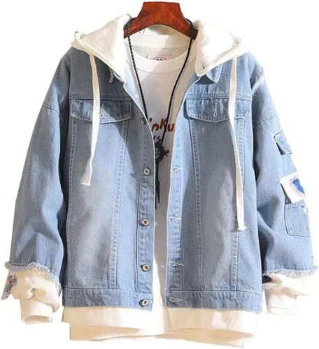Vista 2 de WANHONGYUE Anime Sailor Moon - Chaqueta vaquera con capucha para cosplay