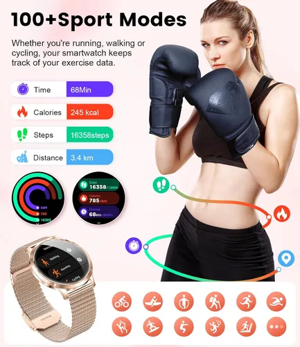 Vista 6 de DREMAC Smart Watch(Make Call/Thin),1.32'' Amoled Curved Display for Android iPhone,Smart Watches for Women with Heart Rate Monitor,Sleep