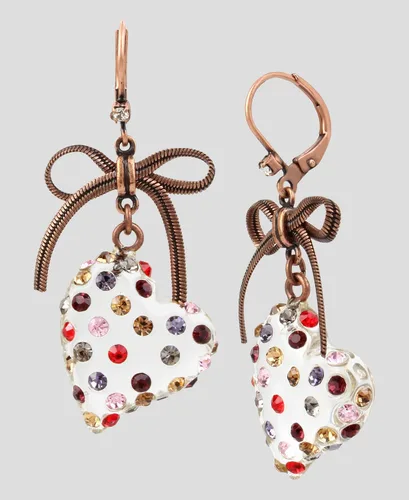Vista 2 de Betsey Johnson Pendientes colgantes de corazón multicolor