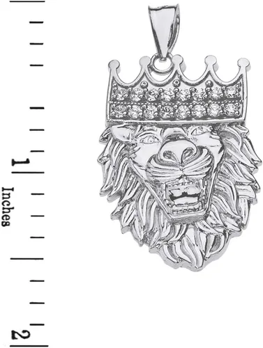 Vista 3 de Animal Kingdom - Colgante de plata de ley 925 con corona de rey león y circonita cúbica