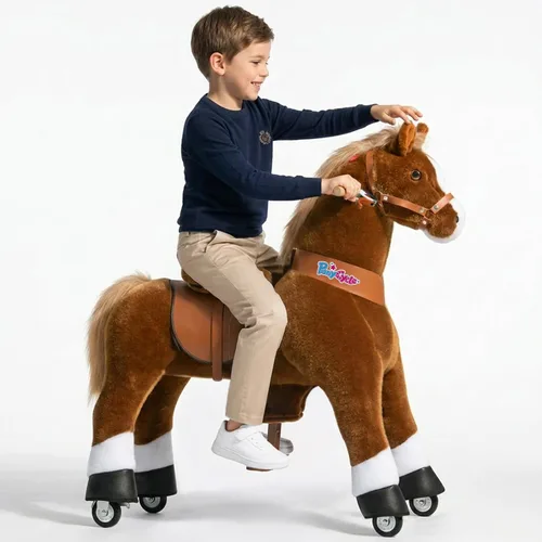 Vista 14 de PonyCycle Caballo de paseo para niños pequeños de 3 a 4 años con freno, sin batería (30 pulgadas de altura/tamaño 3 modelo clásico U) poni mecánico