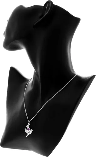 Vista 4 de Plata de ley Thistle Colgante Collar Escocés con Cadena de 18