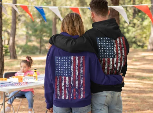 Vista 3 de Sudadera con capucha para hombre con bandera estadounidense de Estados Unidos