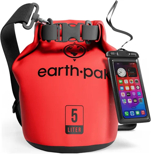 Vista 64 de Earth Pak Bolsa Seca Impermeable - Mochila Impermeable de Cierre Enrollable Superior Mantiene el Equipo Seco para Kayak con Funda Impermeable