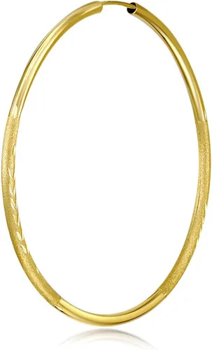Vista 5 de Aretes de aro sin fin de oro amarillo de 14 quilates, 0.079 in de grosor, 8 tamaños diferentes disponibles