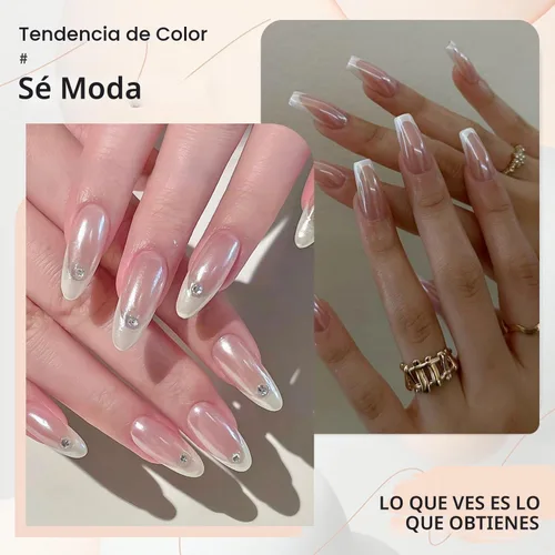 Vista 2 de 2 piezas de polvo de uñas cromo blanco lunar, polvo de brillo de uñas efecto espejo perlado mágico, pigmento cromo perla para decoración de uñas 2