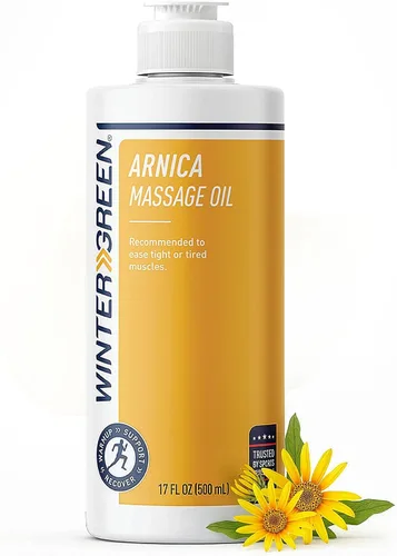 Vista 3 de Wintergreen Aceite de masaje de árnica, 3.4 onzas, aceite corporal para la relajación de músculos tensos o cansados, mezcla premium para alivio
