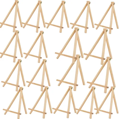 Vista 8 de Paquete de 4 caballetes de madera de pino de 9 pulgadas, soporte de caballete para pintar lienzos, arte y manualidades, trípode, caballete de fiesta