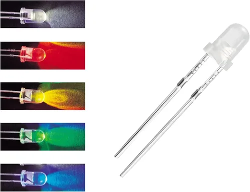Vista 4 de 500 piezas de luz LED transparente, kit de diodo emisor de 0.118 pulgadas y 0.197 pulgadas para experimentos de proyectos científicos (multicolor)