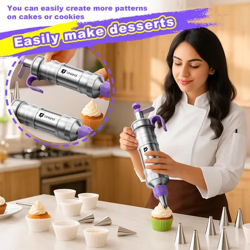 Vista 4 de Juego de jeringas para decoración de postres, kit de glaseado para Negro