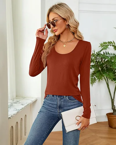 Vista 6 de Riyiper 2 piezas de camisetas para mujer con cuello redondo, camiseta básica casual para mujer