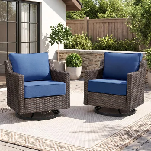 Vista 56 de Belord Sofá de patio exterior acolchado de 3 asientos de lujo de 6 pulgadas Cojín de mimbre marrón/beige de 6 pulgadas
