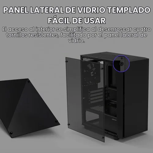 Vista 8 de Zalman Funda T3 Micro ATX, funda de PC MATX con 2 ventiladores de 4.724 in preinstalados, panel lateral de vidrio templado completo, chasis compacto