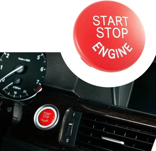 Vista 2 de Lanyun Reemplazo para BMW rojo interruptor de arranque de motor botón de encendido ajuste E Código de chasis BMW E60 E90 E91 E92 E93 E84 E70 E71 E72