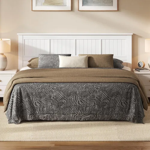 Vista 30 de ComfIQ Serene - Cabecero de panel de madera maciza con puntuación horizontal, tamaño individual, negro, fácil montaje, materiales de calidad