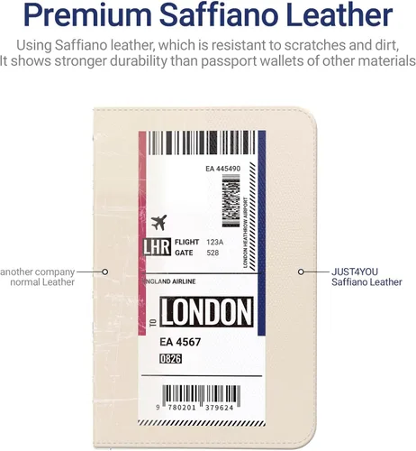 Vista 3 de JUST4YOU Funda para pasaporte y tarjeta de vacunación con bloqueo RFID para pasaporte de viaje, Londres, Moderno