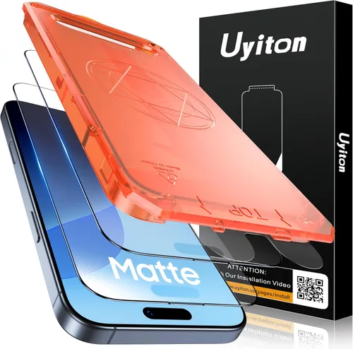 Vista 16 de Uyiton Protector de pantalla de privacidad para iPhone 16 Pro Max, [fácil de instalar] [cero burbujas] de cobertura completa inastillable