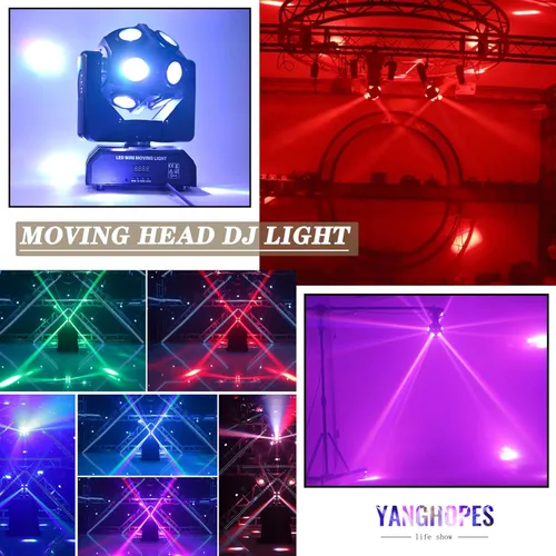 Vista 2 de Luz de Escenario de Cabeza Móvil RGBW 12LED Luces de Haz Giratorio Luces de Iluminación Ascendente de Escenario para Eventos Activada por Sonido