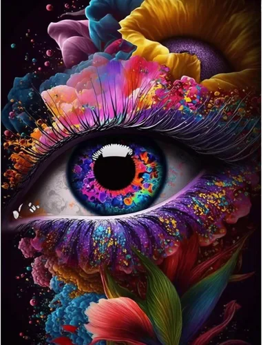 Vista 8 de Pintura de diamantes 5D pestañas de ojos de colores por números, kits de pintura con diamantes, arte de cristal, manualidades, taladro completo