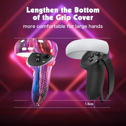 Vista 2 de Relohas Accessories for Oculus Quest 2 VR Accessory Set for Meta Quest 2 Include Controller Grip Leather Cover VR Shell Cover Face Cover Lens Cover