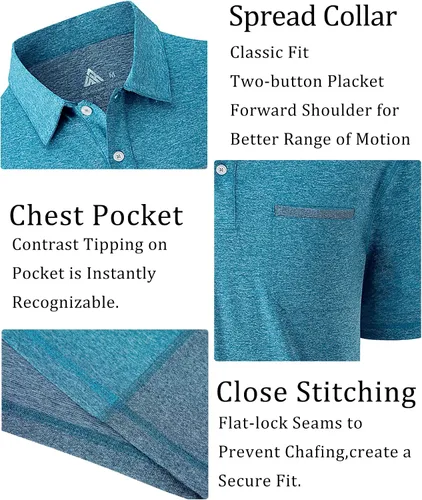 Vista 48 de V VALANCH Polo de golf de manga corta para hombre, estilo casual, con cuello que absorbe la humedad