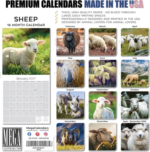 Vista 439 de Calendario de grises africanos 2025 2026 – Planificador mensual de pared de aves africanas – 12 x 18 pulgadas (abierto), calendario de pared